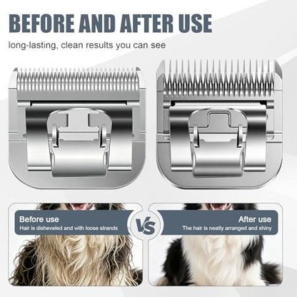 BILLAR® Size 10/7FC/5FC/4FC Detachable Pet Dog Grooming Clipper Ceramic Blades Set,Compatible with Andis,Oster A5,Wahl KM10 Series Clippers,Cut Length 1/16"(1.5mm) to 3/8"(9.5mm),4 Pack - size: 10+7FC+5FC+4FC