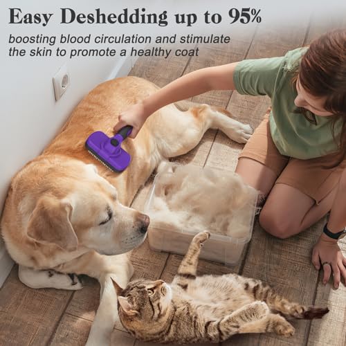 Swihauk Self Cleaning Slicker Brush for Dogs & Cats, Skin Friendly Pet Grooming for Shedding, Deshedding, and Hair Removal - Puppy Brush for Long Haired Pets, Pet Supplies, Purple - color: Purple