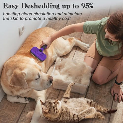 Swihauk Self Cleaning Slicker Brush for Dogs & Cats, Skin Friendly Pet Grooming for Shedding, Deshedding, and Hair Removal - Puppy Brush for Long Haired Pets, Pet Supplies, Purple - color: Purple