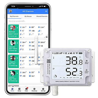 GS1-A Smart WiFi Thermometer Hygrometer, IP65 Temperature & Humidity Data Logger, Device Sharing, Scheduled Reports, Multiple Alerts, Local Deployment, Alexa/IFTTT (2.4GHz WiFi) - style: GS1-A WiFi only