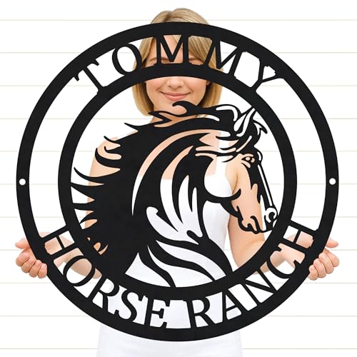 Custom Horse Stall Name Plate – Personalized Metal Sign with Horse Graphic, Durable Outdoor Wall Decor for Stable, Riding School, or Barn Entry Display - color: Horse Sign #5