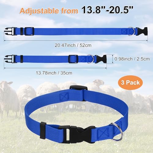 M METERXITY 3-Pack Goat Collars with Bells Polyester Dark Blue - color: Dark Blue
