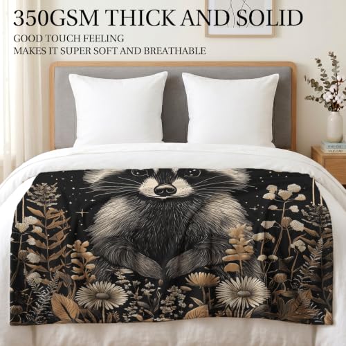 Jekeno Raccoon Gifts Blanket Celestial Starry Moon Throw Blanket - color: Raccoon, size: 50x60 Inch