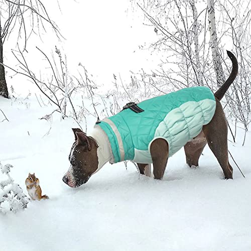 Lelepet Dog Coat Warm Dog Winter Coat Waterproof Dogs Jacket with Harness - color: Neo Mint, size: X-Small