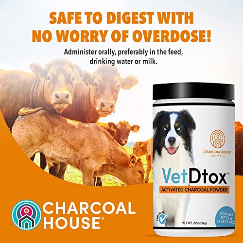 1qt Activated Charcoal Powder for All Kinds of Pets & Livestock, Dog, Cat, Chicken, Horses and More - for Diarrhea, Gas Relief, Liver Support
