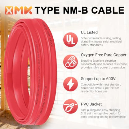 XMK NM-B 10/3 Wire with Ground,10/3 Electrical Wire 10 Gauge 3 Conductors - size: 10ft, style: 10 AWG-3 Conductor w/ Ground