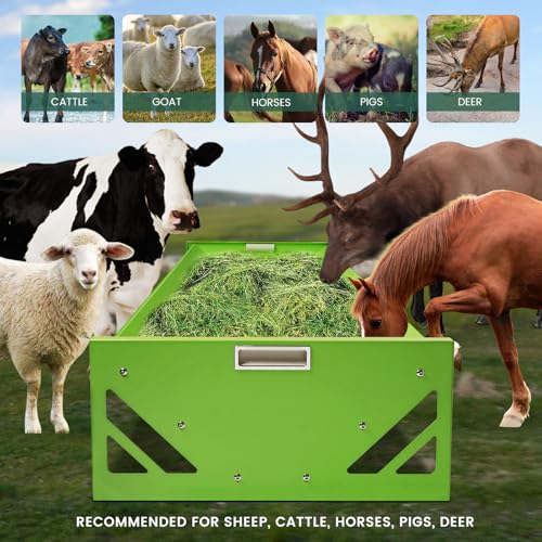 Goat Feeder Trough 55" Livestock Feeding Trough Large Capacity Metal Feed Trough Heavy-Duty Horse Feeder Livestock Feeder for Cattle Cows Horses Sheep Goats Pigs Calf Deer