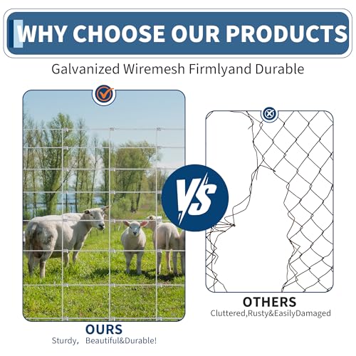 Farm Fence 6ft x 328ft Galvanized Wire for Livestock Deer Goat Hog