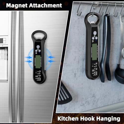Instant Read Meat Thermometer for Grill and BBQ, Black - color: Black