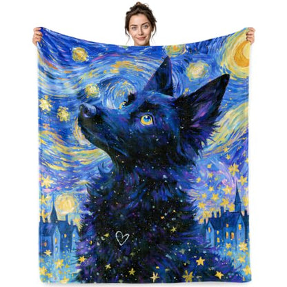 Jekeno German Shepherd Gifts Blanket Starry Night Dog Blanket - color: German Shepherd, size: 50x60 Inch