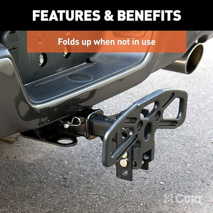 CURT 45909 Folding Hitch Step for Channel-Mount Adjustable Trailer Hitch Ball Mount