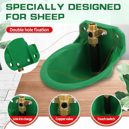 2PCS Automatic Goat Sheep Waterer Bowl with Brass Copper Touch Valve - size: Waterer Bowl*2