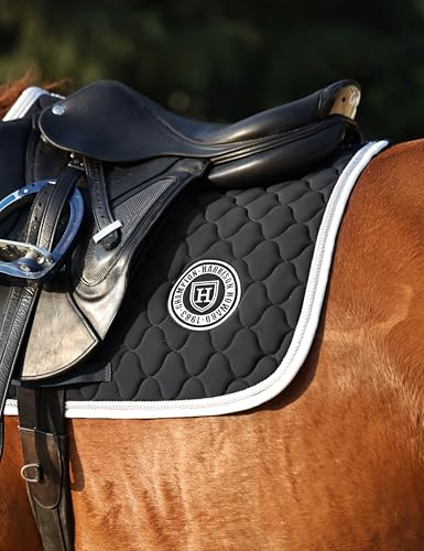 Harrison Howard English Saddle Pad for Horses, Cushioned Breathable Riding Pad, High Wither Contoured All Purpose - color: Black