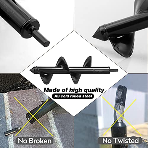 2Pcs Auger Drill Bit Planter, (3.7x11.8 and 1.9x14.5 in) Ruooson Spiral Auger for Planting Flower Bulb Auger, Rapid Planter Digger for 3/8" Hex Drive - size: 3.7x11.8 and 1.9x14.5 in