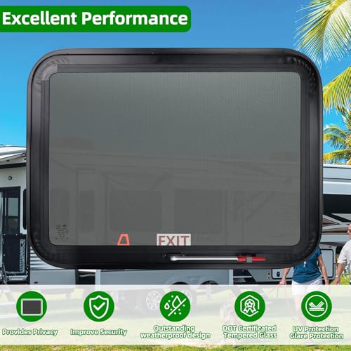 RV Exit Windows,30"W x 22"H RV Emergency Exit Windows for Cargo Trailer - size: 30"W x 22"H
