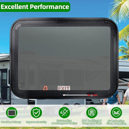 RV Exit Windows,30"W x 22"H RV Emergency Exit Windows for Cargo Trailer - size: 30"W x 22"H