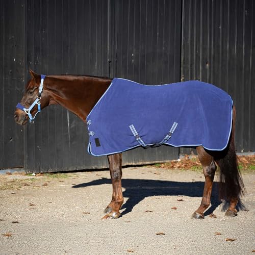 Equinavia Norse Anti-Pill Fleece Cooler | Blanket Liner for Horses - Skipper Blue/Clear Sky - 68 in - color: Skipper Blue/Clear Sky, size: 68 in