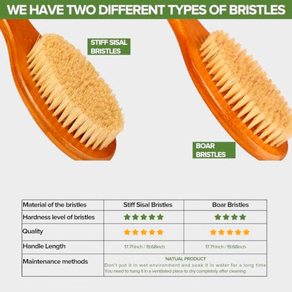 ICANdOIT-19.68Inch Natural Boar Bristles Anti-Slip Extra Long Handle Bath Brush,Bent Handle Shower Scrubber for Exfoliating,Shower Back Brush,Exfoliation Set with Pumice Stone (1 Pack) - size: 19.68"Boar Bristles Back Brush+ Pumice-2Pack