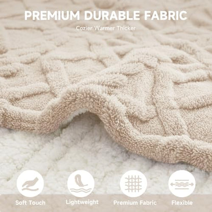 Heated Blanket Queen Size, Soft Plush Electric Blanket, Beige - color: Beige, size: Queen