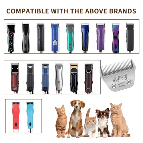 Pet Grooming Wide Blades Compatible with Andis A5 Oster Wahl, Silver, 3 Pcs | 7FW, 5FW & 4FW wide blades kit. Stainless steel build. Compatible with Andis A5, Oster & Wahl KM10 clippers. Low noise.