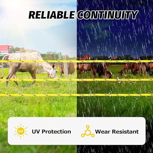 1312 Ft Electric Fence Polywire, 4 mm Highly Conductive 6 Strands, Yellow - color: Yellow