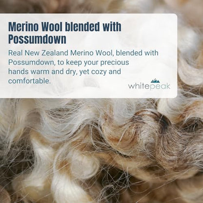 whitepeak Genuine Merino Wool and Possumdown Blended Gloves | UNISEX | Comfy, Light, and Quick-Drying - color: Blue, size: Medium