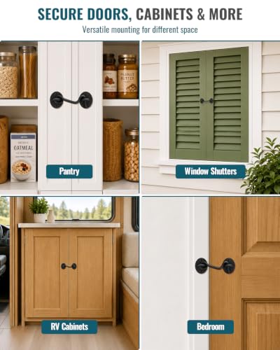 Barn Door Lock Latch Gate Latch Screen Sliding Door Hardware RV Accessaries | 2 Pack 4 Inch Hook and Eye Latch Stainless Steel Heavy Duty Cabin Hooks Door Latch for Wooden Fence Shed Door Window Cabinet