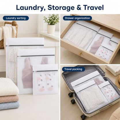 Lingerie Bags for Washing Delicates, Mesh Laundry Bags for Delicates - size: 2S(10x12")+2L(16x20")+2XL(20x24")