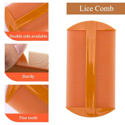 Dandruff Comb Removal Steel Fine Tooth Scalp Detox Hair Care Tool 3PC | Build Up Flakes Lice Comb, Stainless Steel Teeth, Self Cleaning, Anti Slip Handle, for Women Men Kids, Black+ Orange - color: Black+Orange