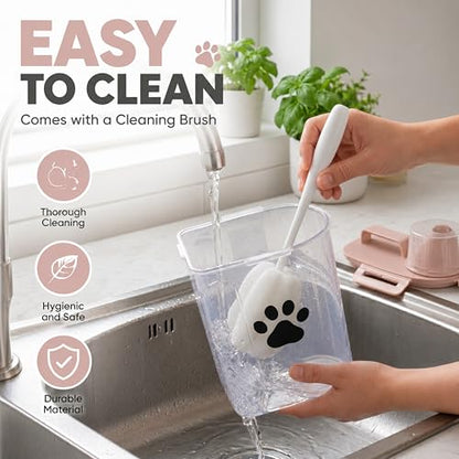 Dog Storage Container with Cleaning Brush and Measuring Cup - color: 3QT-White