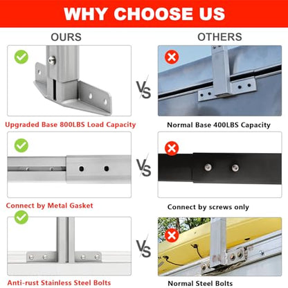 Trailer Ladder Rack, Adjustable Roof Rack for Open/Enclosed Trailers | 800 lb capacity. Painted frosted aluminum. 2 ratchet straps. Fits 5.7'-8.1' trailers. Height adjustable. Patent USD1011870S.