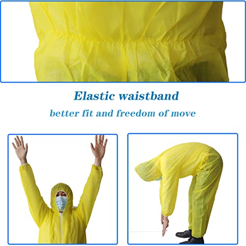 Hazmat Suits,10 Colors Options Disposable Protective Coveralls, Paint Suit with Elastic Wrists Ankles and Hood - color: 2pack Yellow, size: XX-Large