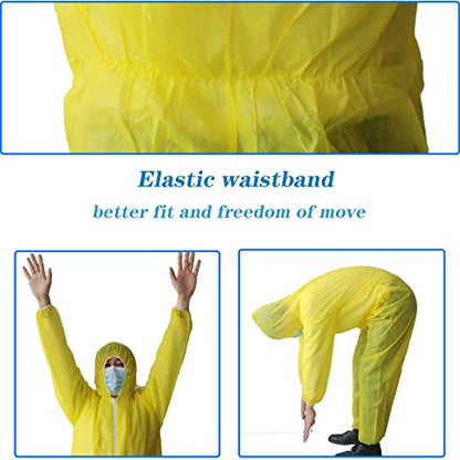 Hazmat Suits,10 Colors Options Disposable Protective Coveralls, Paint Suit with Elastic Wrists Ankles and Hood - color: 2pack Yellow, size: XX-Large