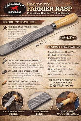Tackmaster USA 16.5" Professional Farrier Horse Shoe Hoof Grooming Rasp w/Wood Handle 98419