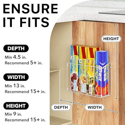 SIMPLE HOUSEWARE Wall Door Mount Kitchen Wrap Organizer Rack, White - color: White