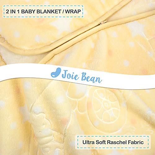 JOIE BEAN Swaddle Blanket Adjustable Baby Wrap | Toddler and Baby Blanket 2 in 1 Sleep Sack Bag | Soft Micro Plush Fleece Infant Sleeping Bag and Wearable Blanket| 35 x 31 Inches Yellow - color: Yellow, size: One Size