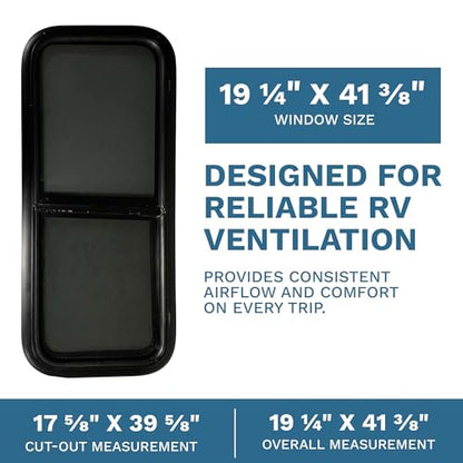 ProCamp RV Window 18x40 | Vertical Slider, Screen & Trim Ring