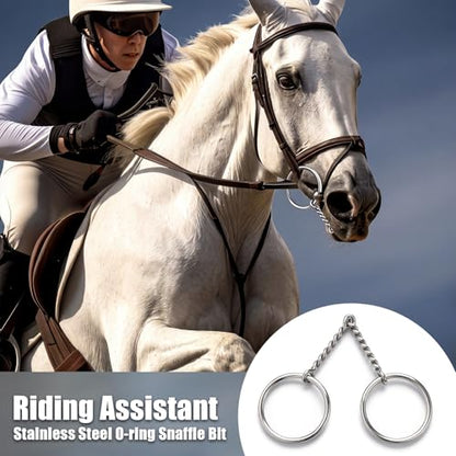 Stainless Steel Ring O & d Snaffle Bit for Horses Snaffle Mouth Gentle Horse Pony Bit with Copper Roller for Training, Western & English Riding - size: Mouth Spacing 135mm, style: O-ring Twisted Wire