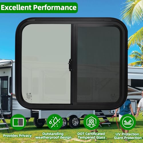 24"W x 20"H RV Windows for Cargo Trailer Camper,Tinted Horizontal Sliding - size: 24"W x 20"H