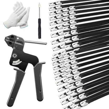 500PCS Cable Ties Kit, 11.8 Inch Heavy Duty Black Metal Zip Ties - color: Black, size: 500PCS 1.81x11.8 Inch