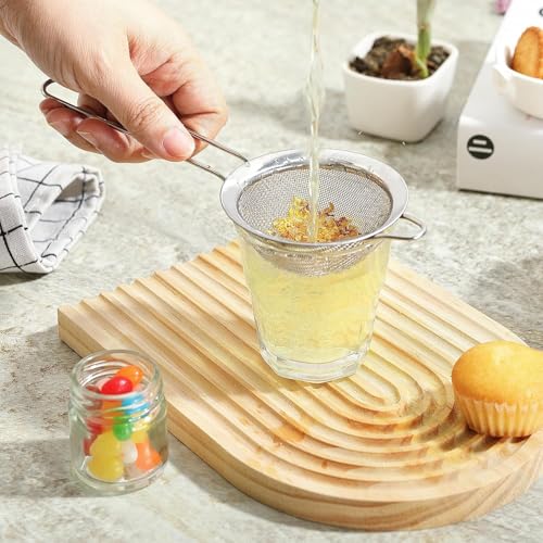 Fine Mesh Strainers for Kitchen, COKUMA Stainless Steel Metal Hand Small Mini Sieve Strainer, Cocktail Strainer Tea Coffee Juice Strainer，Food Strainer with Handlle (3.35inch, Silver)