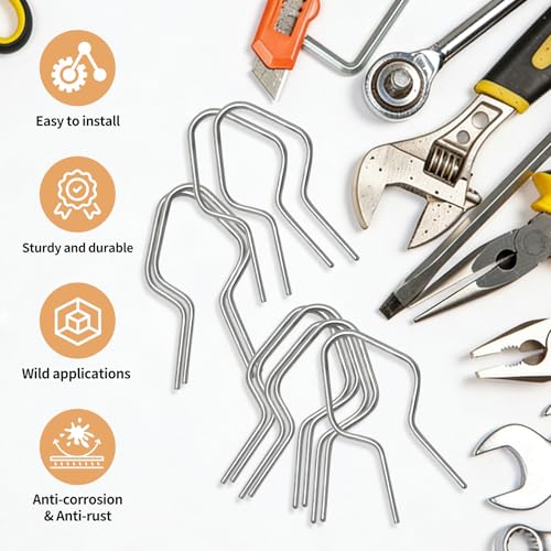 500 Pcs Silver T Post Clips with 1 Drill Chuck