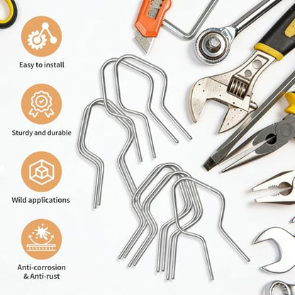 500 Pcs Silver T Post Clips with 1 Drill Chuck