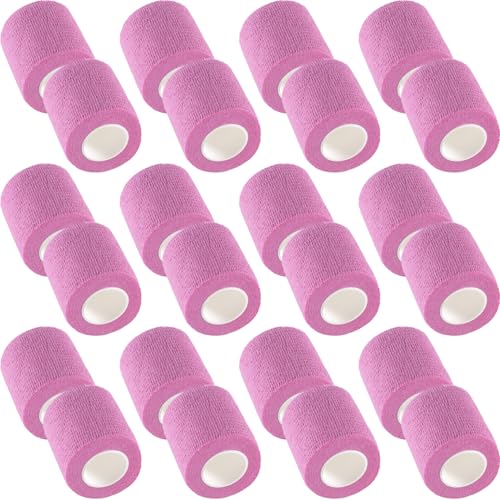 IndigoCase 24 Pack Self Adhesive Bandage Wrap 2 Inch x 5 yd Elastic Tape - color: Pink, size: 2 Inch - 24 Pack