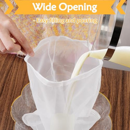 4 Pcs 10" x 12" Nut Milk Bag Reusable, Cheese Cloth Bags for Straining - size: 10" x 12"