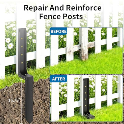 2PCS Fence Post Repair Kit, H-Shaped Anchor Spike for Tilted Wood Post