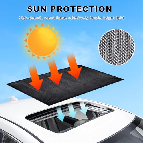 Car Sunroof Sun Shade, 25.6"×39.4" Magnetic Screen Breathable Mesh Car Roof Cover, UV Sun Protection Shades for Moonroof & Side Windows, Sunroof Screen for Overnight Camping