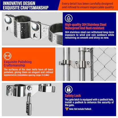 Heavy Duty Stainless Steel 1-3/8" x 1-5/8" Chain Link Fence Gate Fork Latch with Hole for Padlock（Fit 1 3/8" Gate Frame） 1Pack - size: 1-3/8''x1-5/8''-1P