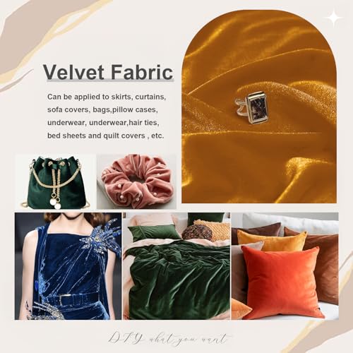 KKJIAF 5 Yard Gold Stretch Velvet Fabric 60" Wide for DIY Crafts - color: Gold, size: 5 Yard