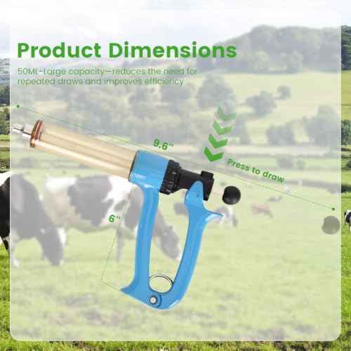 2 Pack 50ML Semi-Automatic Livestock Syringe, Continuous-Injection Syringe